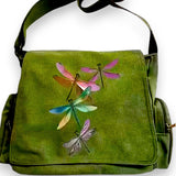 Vintage Olive Green Floral Crossbody Messenger Bag Large Capacity Boho Purse