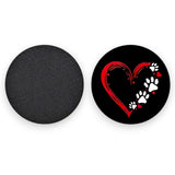 Dog Paw Heart Car Coasters Set - Slip Proof 2pc for Pet Lovers, Gift Idea