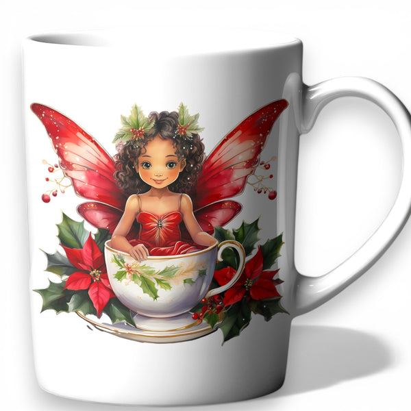 Fairy Mug 11oz 15oz Poinsettia Holly Magical Holiday Tea Cup Gift