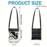 Small Canvas Crossbody Phone Bag with National Pattern for Women and Girls