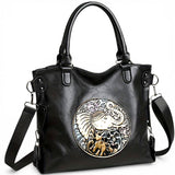 Black Elephant Handbag Gothic Boho Crossbody Purse Large Tote Bag