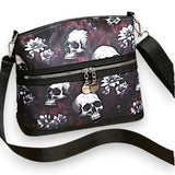 Gothic Skull Floral Crossbody Bag for Women Punk Style Shoulder Purse