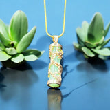 Natural Pillar Pendant Necklace Carved Jewelry Amulet with Glow in Dark Stone