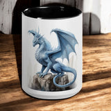 "Majestic Ice Dragon Mug - Fantasy Art Coffee Cup for Dragon Lovers"
