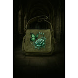 Vintage Olive Green Floral Crossbody Messenger Bag Large Capacity Boho Purse