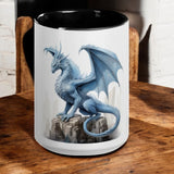 "Majestic Ice Dragon Mug - Fantasy Art Coffee Cup for Dragon Lovers"