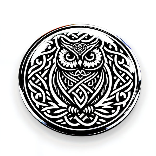 Celtic Owl Totem Brooch Pin Stainless Steel Viking Gothic 1.18 Inch