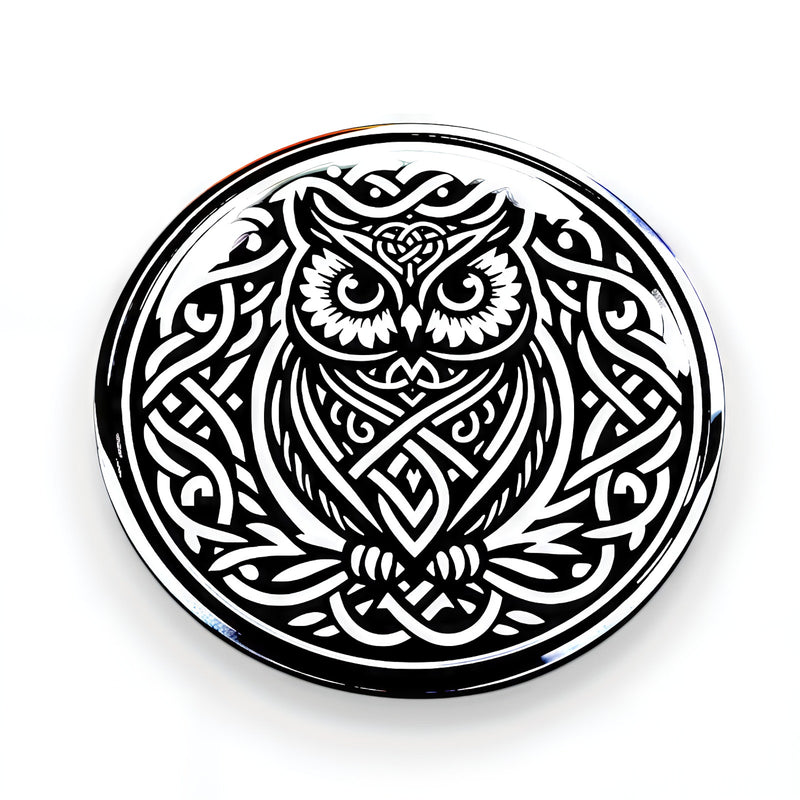 Celtic Owl Totem Brooch Pin Stainless Steel Viking Gothic 1.18 Inch