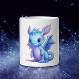 "Adorable Baby Ice Dragon Mug - Cute Fantasy Creature Coffee Cup"