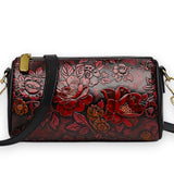 Genuine Leather Floral Crossbody Bag Women's Clutch Purse Boho Vintage Style