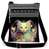 Fantasy Cat Crossbody Bag with Angel Wings - Gothic Butterfly Purse