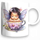 Sleeping Baby Fairy Mug 11oz 15oz Lavender Wings Orchid Teacup Magical Gift