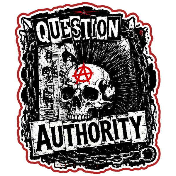 Question Authority Sticker 4 Inch Waterproof Punk Gothic Decal for Car Laptop