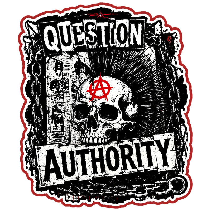 Question Authority Sticker 4 Inch Waterproof Punk Gothic Decal for Car Laptop