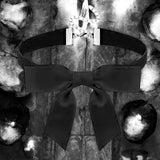 Gothic Choker Necklace Women Black Satin Bow Rhinestone Punk Collar Accessory