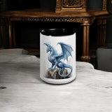 "Majestic Ice Dragon Mug - Fantasy Art Coffee Cup for Dragon Lovers"