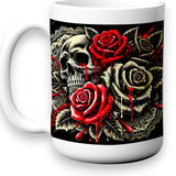 Gothic Skull Rose Mug Horror Coffee Cup Dark Fantasy Goth Gift