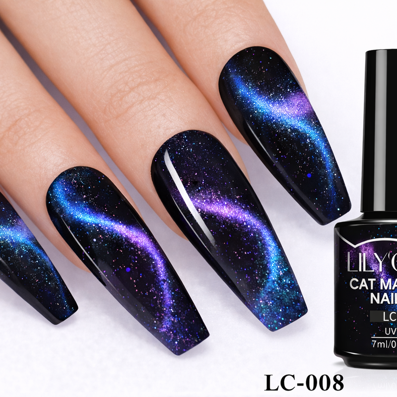 Lilycute LC-008 Galaxy Cat Eye Magnetic Gel Nail Polish 7ml Blue Purple Space