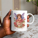 Pink Rose Fairy Teacup Mug – 11oz/15oz Ceramic – Microwave Safe Gift Mug