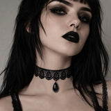 Black Lace Choker Necklace for Women, Neo-Gothic Punk Clavicle Jewelry
