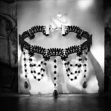 Women's Gothic Lace Choker Necklace Black Punk Collar for Halloween Style