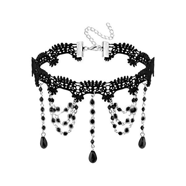 Women's Gothic Lace Choker Necklace Black Punk Collar for Halloween Style