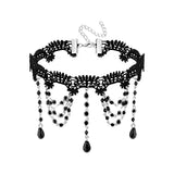 Women's Gothic Lace Choker Necklace Black Punk Collar for Halloween Style