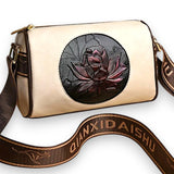 Vintage Floral Crossbody Bag Women Boston Pillow Style Faux Leather Purse