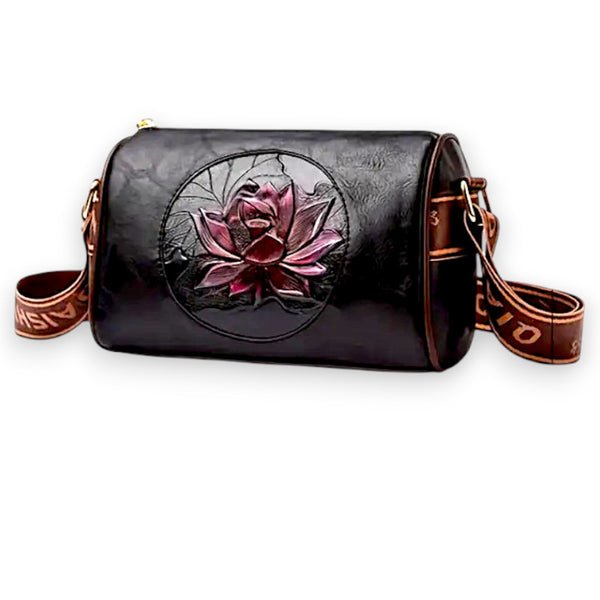Vintage Floral Crossbody Bag for Women - Boston Pillow Style Handbag