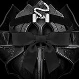Gothic Choker Necklace Women Black Satin Bow Rhinestone Punk Collar Accessory