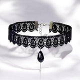 Black Lace Choker Necklace for Women, Neo-Gothic Punk Clavicle Jewelry