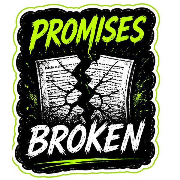 Promises Broken Sticker 4 Inch Waterproof Punk Car Laptop Decal BOPP Art