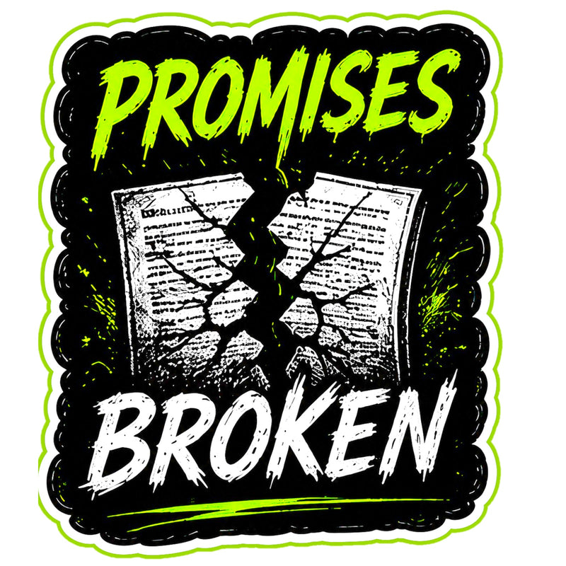 Promises Broken Sticker 4 Inch Waterproof Punk Car Laptop Decal BOPP Art