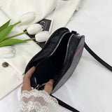 White Gothic Heart Shape PU Leather Crossbody Bag for Women, Punk Style