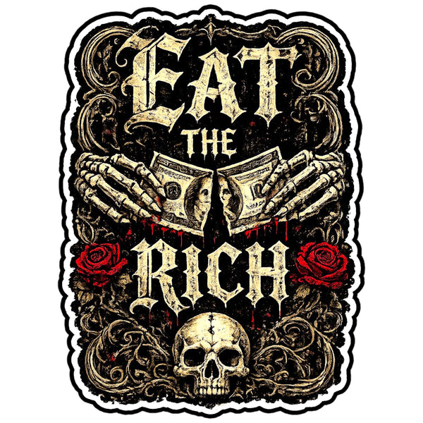Eat The Rich 4 Inch Gothic Skull Sticker Waterproof Decal for Car Laptop