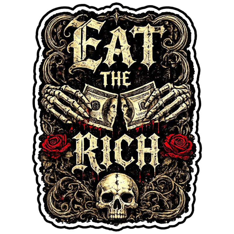 Eat The Rich 4 Inch Gothic Skull Sticker Waterproof Decal for Car Laptop