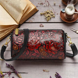 Genuine Leather Floral Crossbody Bag Women Clutch Boho Vintage Handcrafted