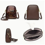 Vintage Floral Embossed Leather Crossbody Bag for Women - Stylish Handbag