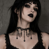 Women's Gothic Lace Choker Necklace Black Punk Collar for Halloween Style