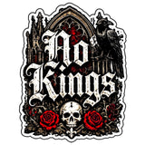 No Kings Sticker 4 Inch Waterproof Gothic Raven Skull Car Decal BOPP Art