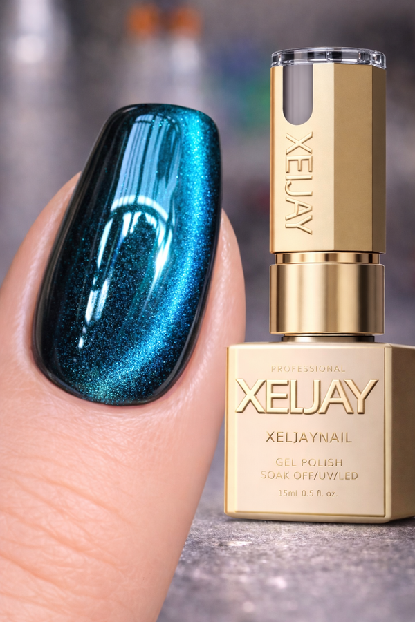 Xeljay #05 Deep Teal Cat Eye Magnetic Gel Polish 15ml Multi Stripe Aqua Glow