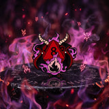 Red D20 Demon Dice Enamel Pin - Horned Dragon Fantasy RPG Accessory