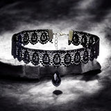 Black Lace Choker Necklace for Women, Neo-Gothic Punk Clavicle Jewelry