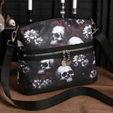 Gothic Skull Floral Crossbody Bag for Women Punk Style Shoulder Purse