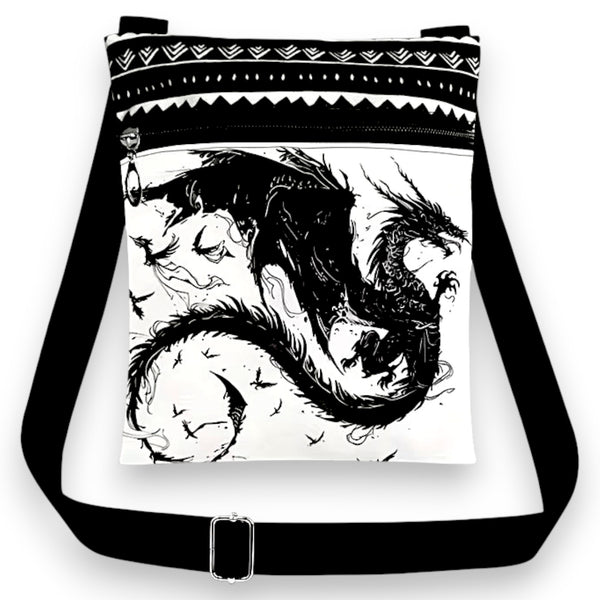 Small Canvas Crossbody Phone Bag with National Pattern for Women and Girls