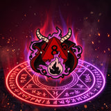 Red D20 Demon Dice Enamel Pin - Horned Dragon Fantasy RPG Accessory