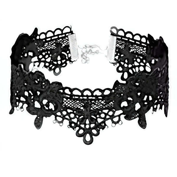 Gothic Lace Choker Necklace for Women - Black Punk Horror Accessory Gift