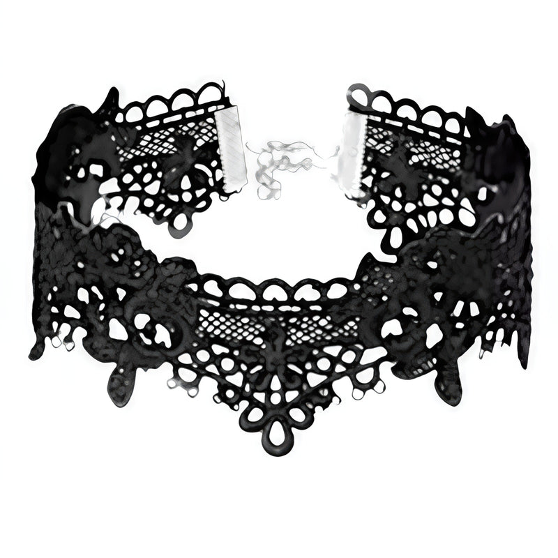 Gothic Lace Choker Necklace for Women - Black Punk Horror Accessory Gift