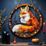 Fox Suncatcher Window Glass Stained Acrylic Hanging Decor Suncatcher, Gift Home