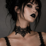 Gothic Lace Choker Necklace for Women - Black Punk Horror Accessory Gift